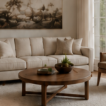 Bright neutral living room refreshed for spring