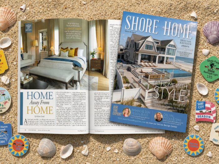 Open House & Home Shore Home magazine on the sand showing Kristen Dowd’s Home Away From Home guest suite story featuring Townehaus.